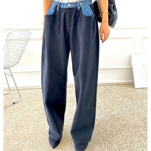 The Frankie Shop Jeans HAYLA CONTRAST DENIM PANTS - BLACK/BLUE